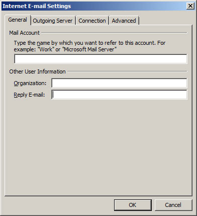Fill in the information in the three boxes on the 'general' tab
