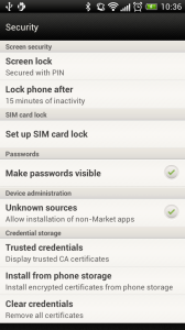 Use the options under 'screen security' to either set a PIN or pattern to unlock your phone.