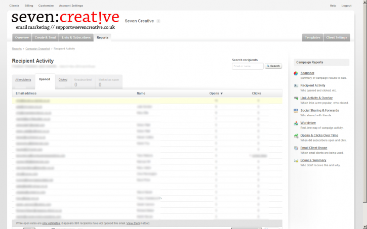 Seven Creative's email marketing system